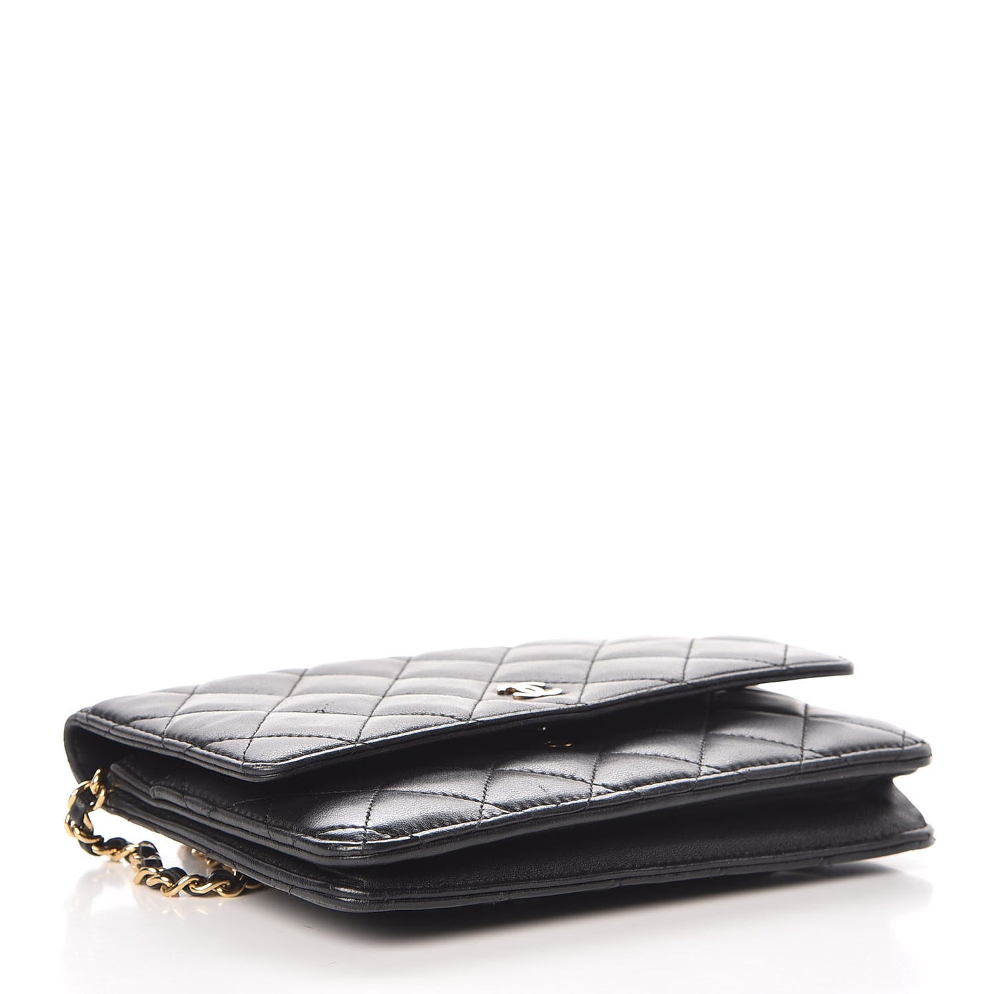 Lambskin Quilted Wallet On Chain WOC Black