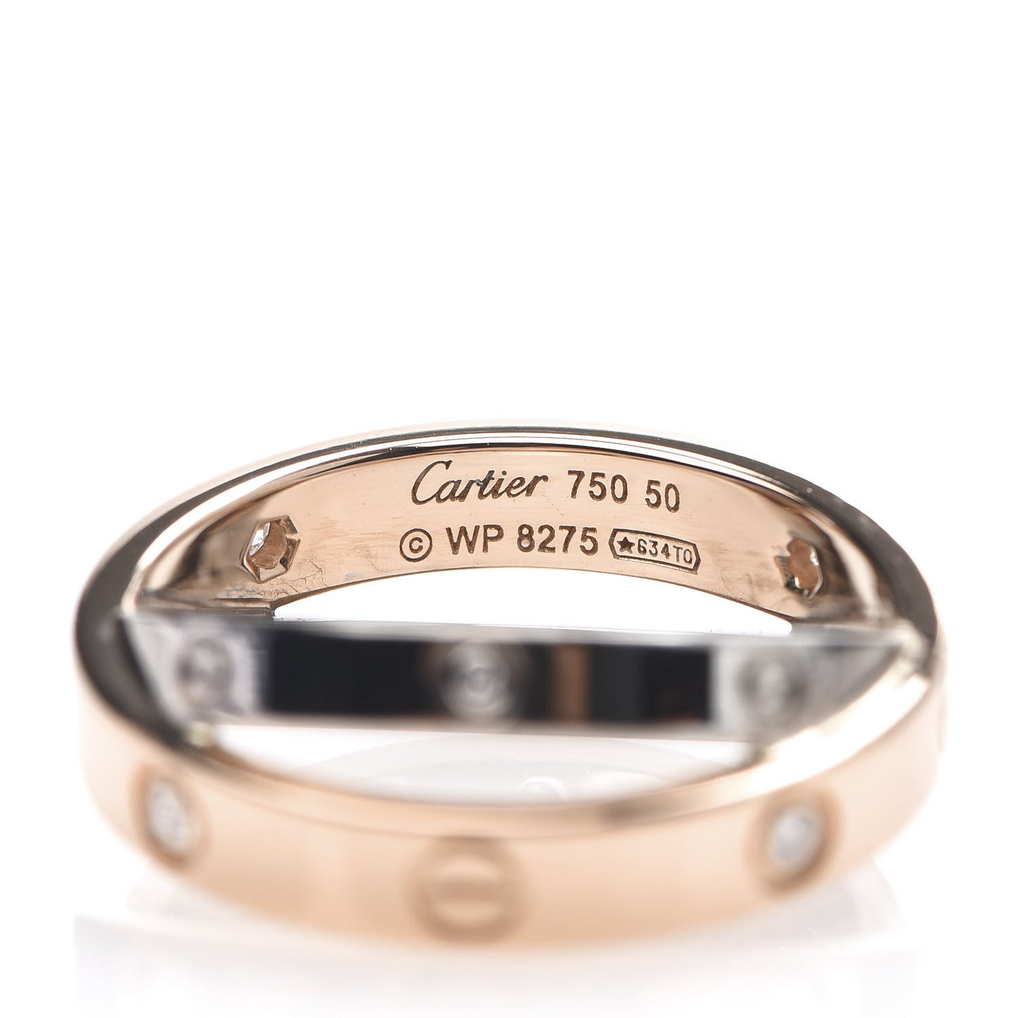 18K Pink White Gold 6 Diamond LOVE Ring 50 5.25