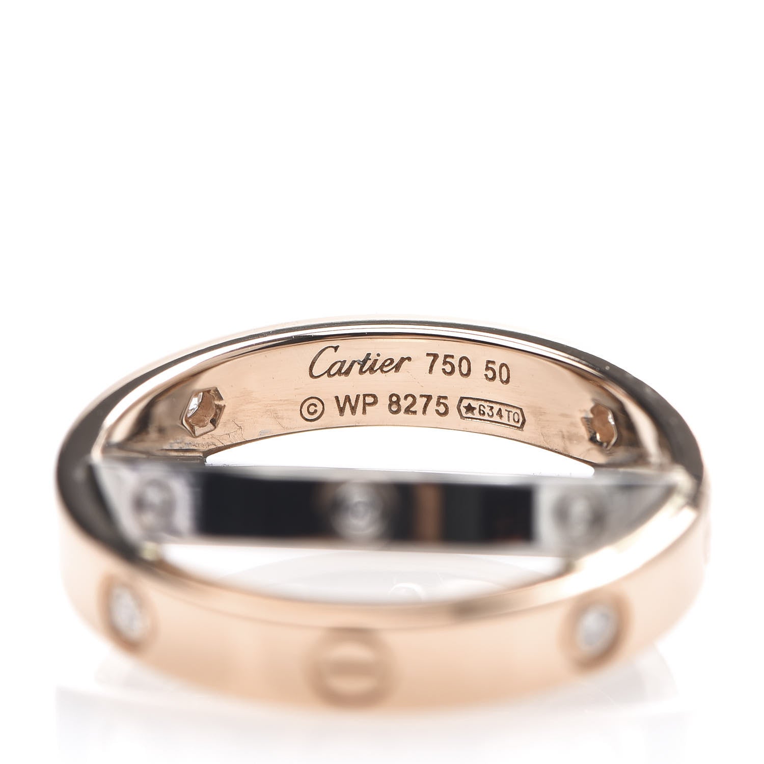 Cartier 18K Pink White Gold 6 Diamond LOVE Ring 50 5.25 4 of 4