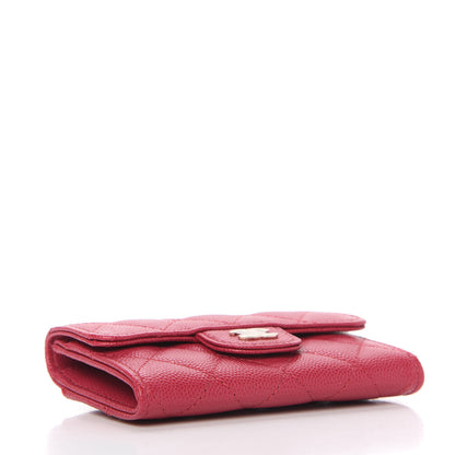 Chanel Caviar Quilted Flap Card Holder Wallet Dark Pink 4 of 11