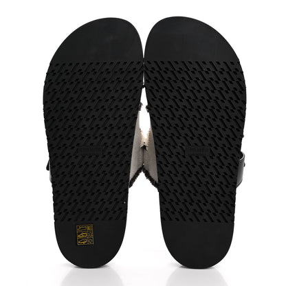 Hermes Techno Fringed H Canvas Caflskin Womens Chypre Sandals 41 Prunoir Black 6 of 10