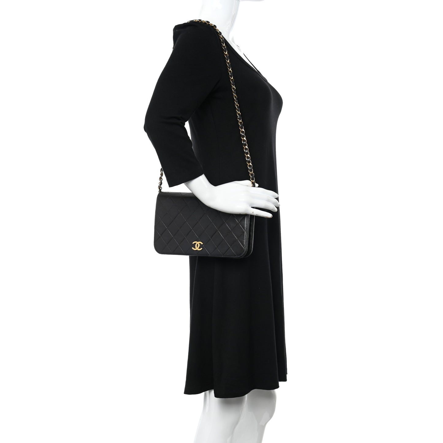 Lambskin Quilted Small Single Flap Black