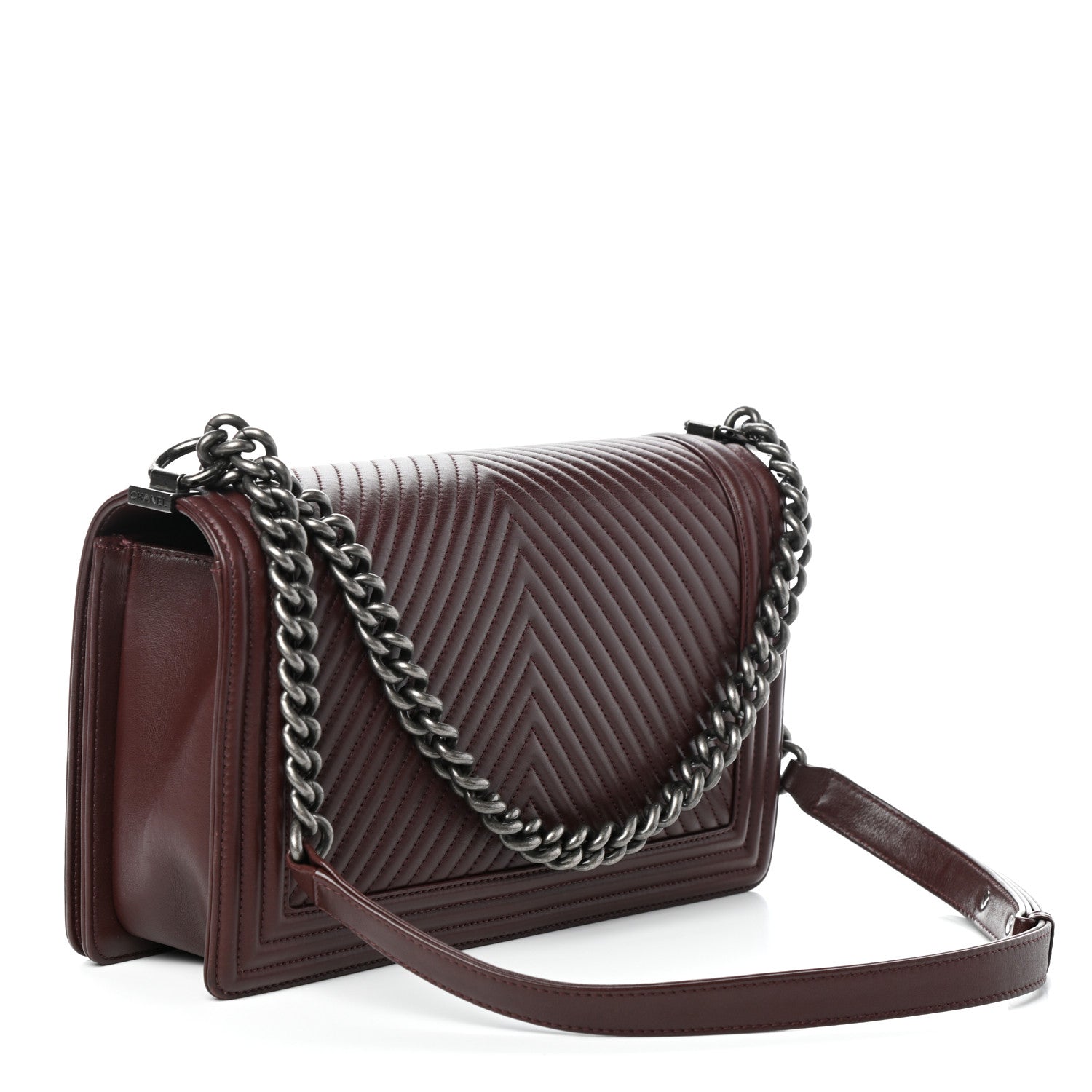 Chanel Calfskin Chevron Quilted New Medium Boy Flap Burgundy 3 of 10