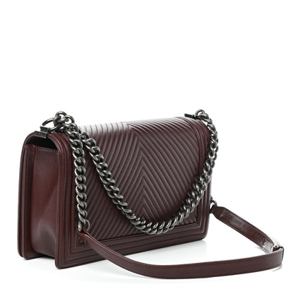 Chanel Calfskin Chevron Quilted New Medium Boy Flap Burgundy 3 of 10