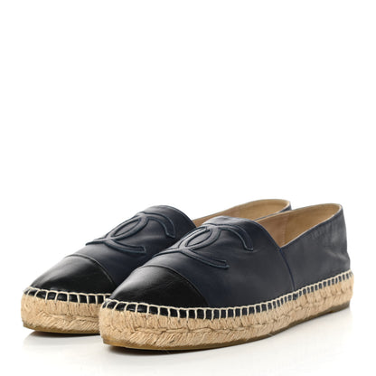 Chanel Lambskin CC Espadrilles 39 Navy Black 3 of 14