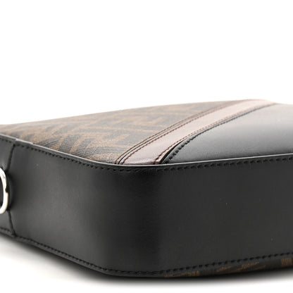 Fendi Glazed Fabric Vitello Liberty FF 1974 Diagonal Medium Camera Case Tobacco Moresco Black 16 of 19