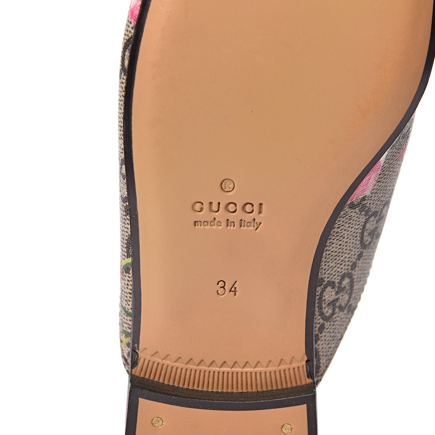 GG Supreme Monogram Blooms Womens Princetown Slippers 34 Beige Multicolor Dry Rose