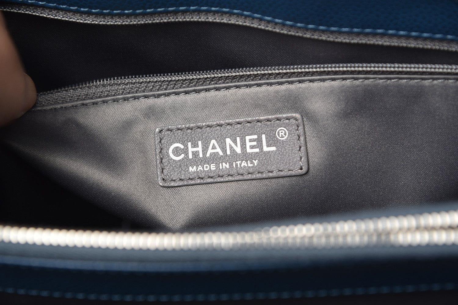 Chanel Caviar Quilted Grand Shopping Tote GST Dark Blue 6 of 10