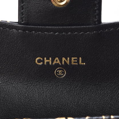 Chanel Calfskin Crocodile Embossed Graffiti 2.55 Cocodile Reissue Flap Card Holder Black Gold 6 of 9