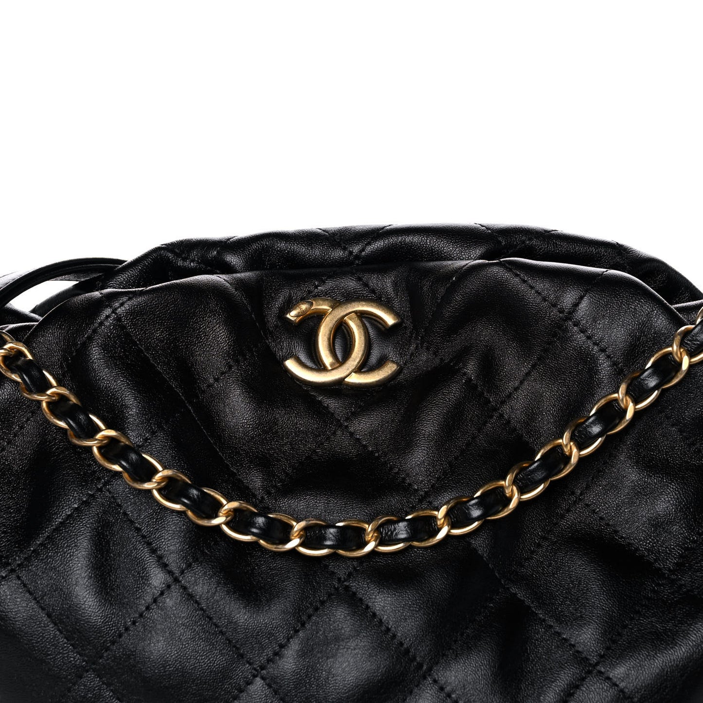 Calfskin Quilted Coco Shelter Bowling Bag Black