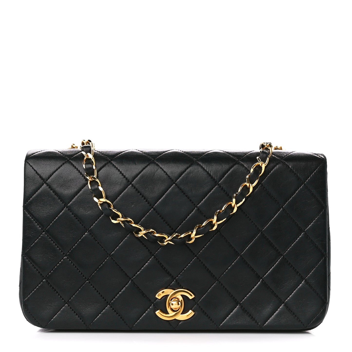Lambskin Quilted Small Single Flap Black