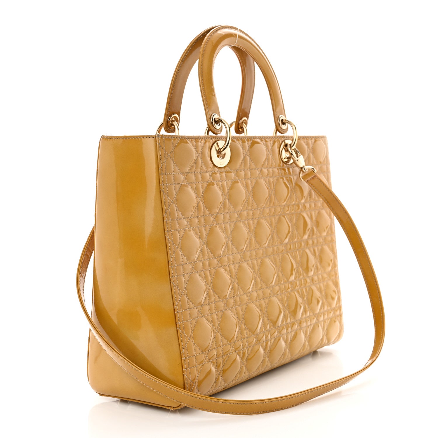 Christian Dior Patent Cannage Large Lady Dior Dark Beige 3 of 12