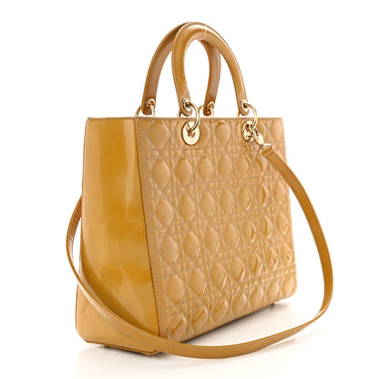 Christian Dior Patent Cannage Large Lady Dior Dark Beige 3 of 12