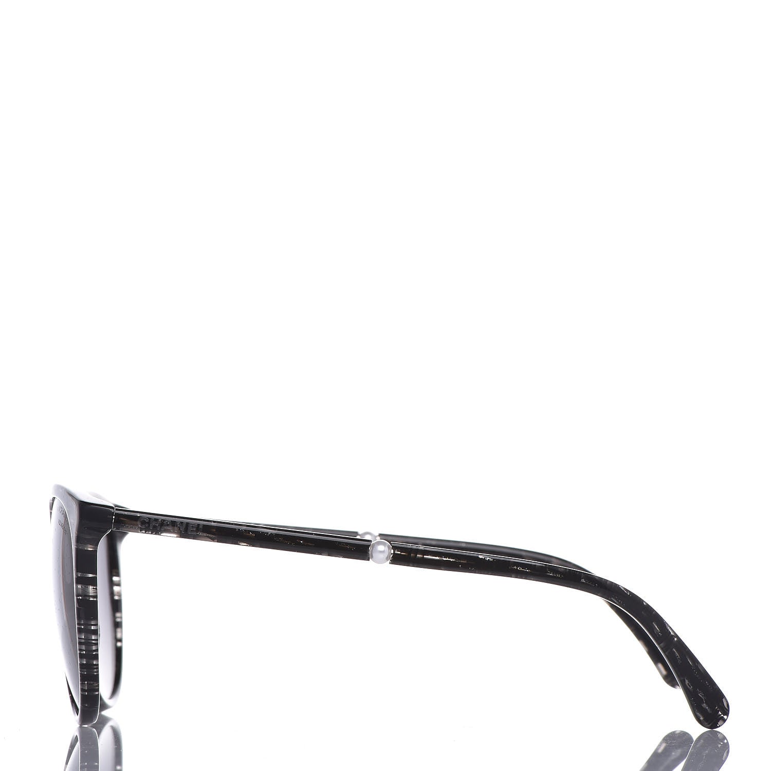 Chanel Acetate Butterfly Pearl Sunglasses 5394-H Glittered Black 2 of 7