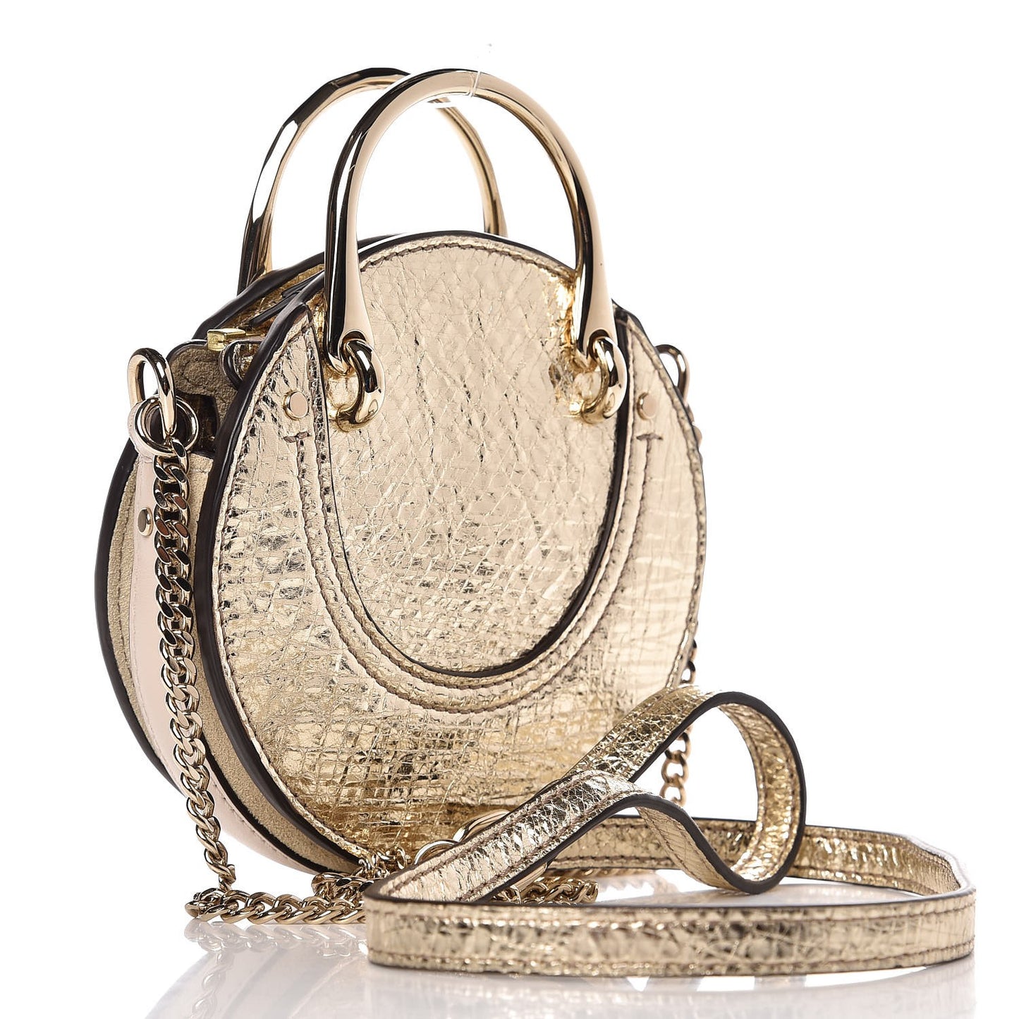 Metallic Calfskin Suede Mini Pixie Bag Gold