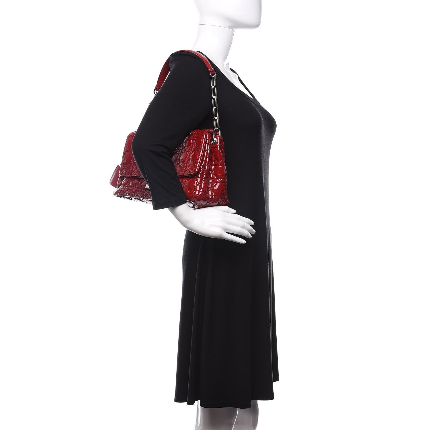 Christian Dior Patent Cannage New Lock Flap Red 2 of 10
