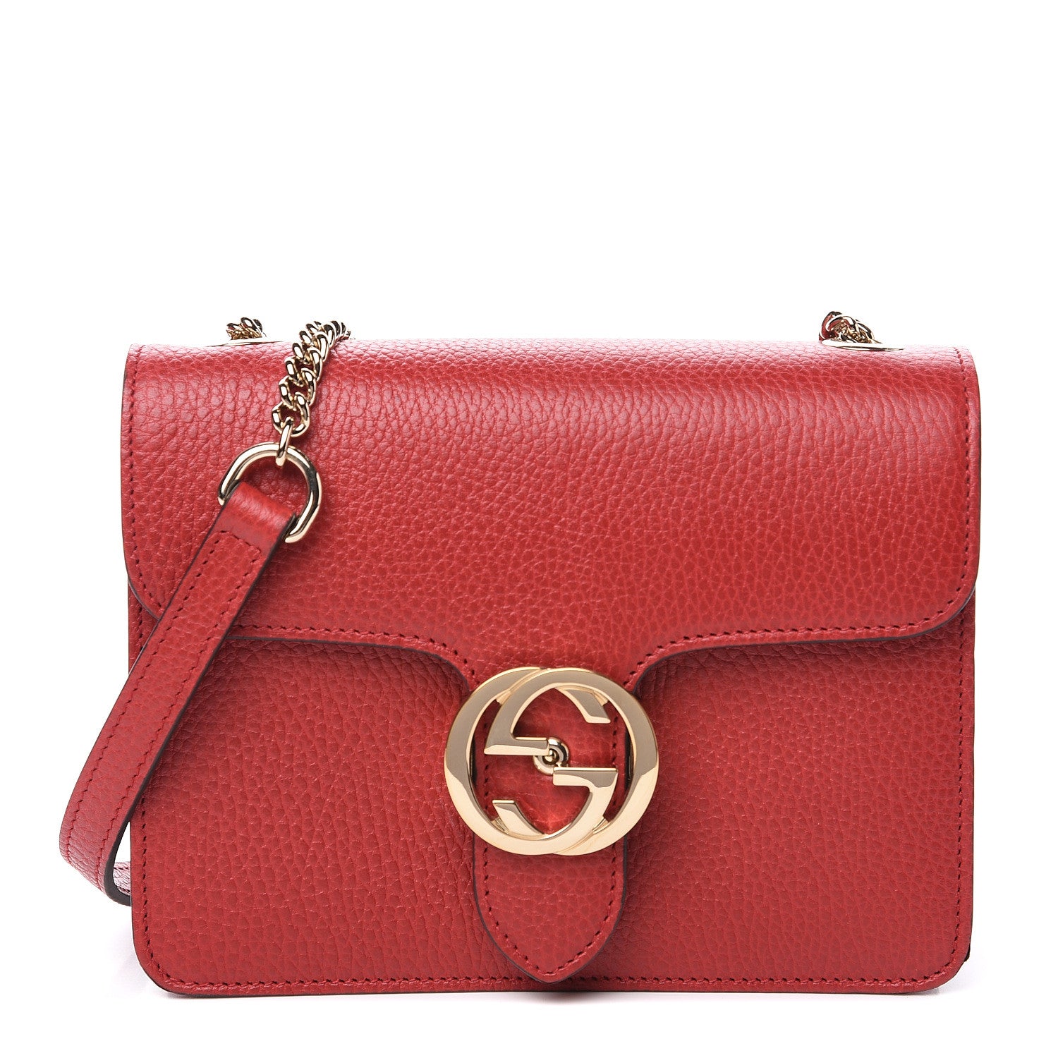 Gucci Dollar Calfskin Small Interlocking G Shoulder Bag Red 1 of 8