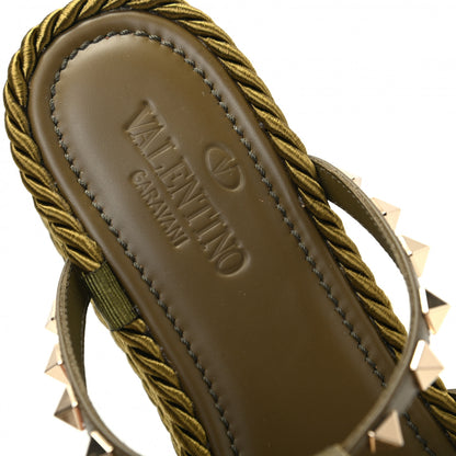 Valentino Garavani Calfskin Rockstud Ankle Strap Torchon Espadrille Caged 30/55mm Sandals 39 Lichen 9 of 11