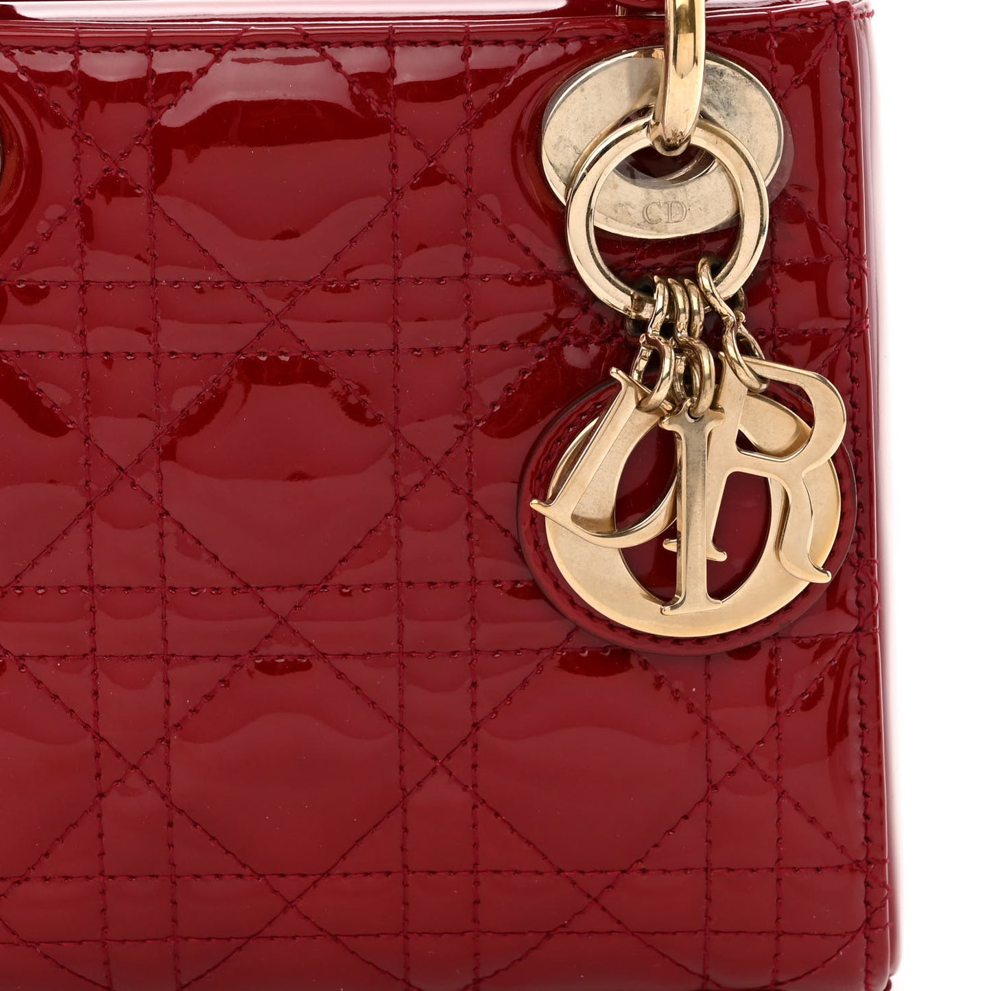 Patent Cannage Mini Lady Dior Red