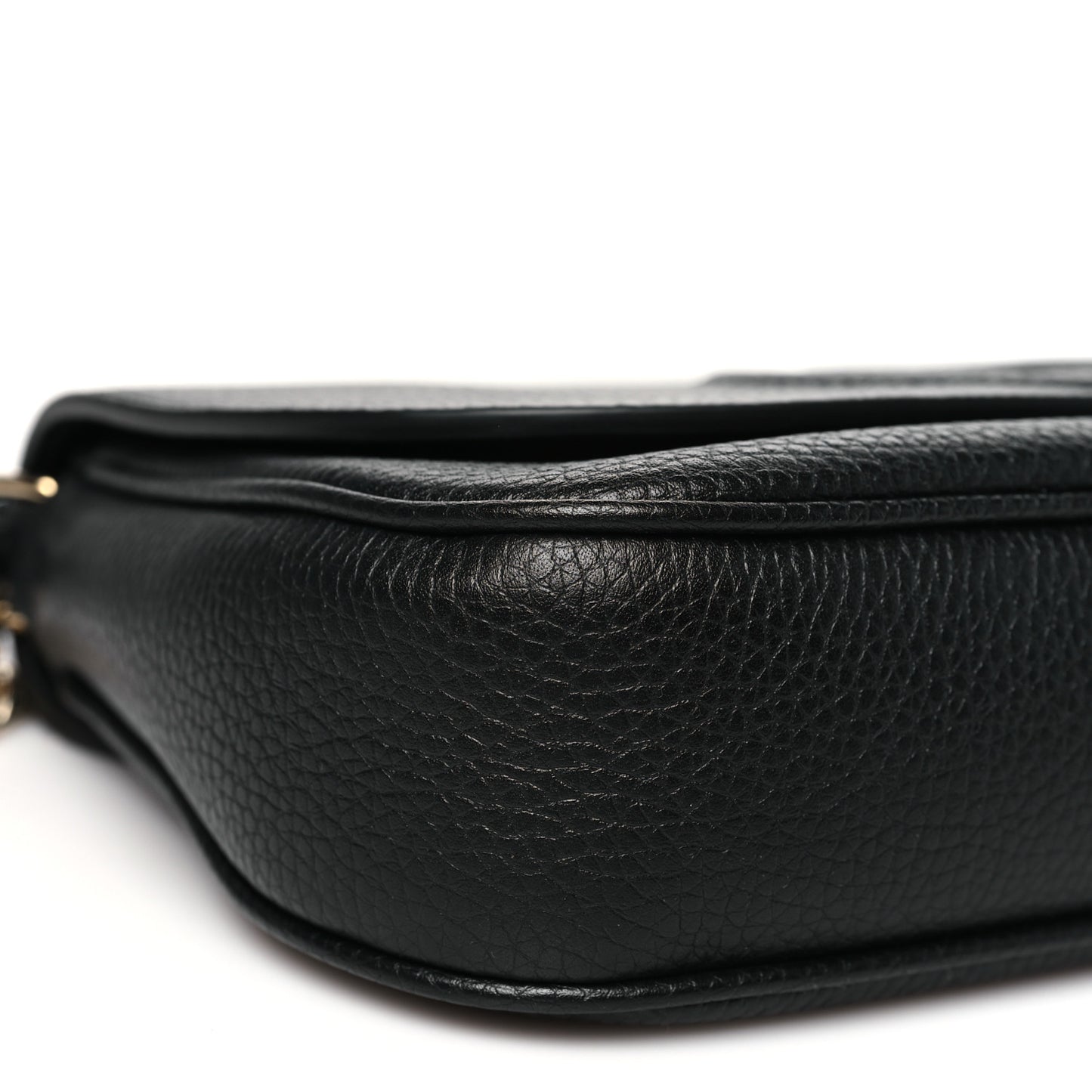 Pebbled Calfskin Medium Soho Flap Crossbody Black