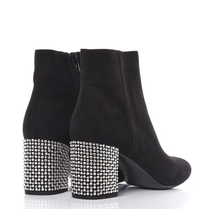 Saint Laurent Suede Crystal Studded Babies 70 Ankle Boots 38.5 Black 4 of 10