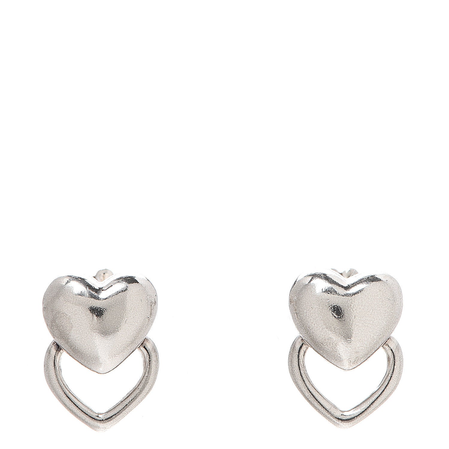 Tiffany Sterling Silver Double Heart Earrings 1 of 4