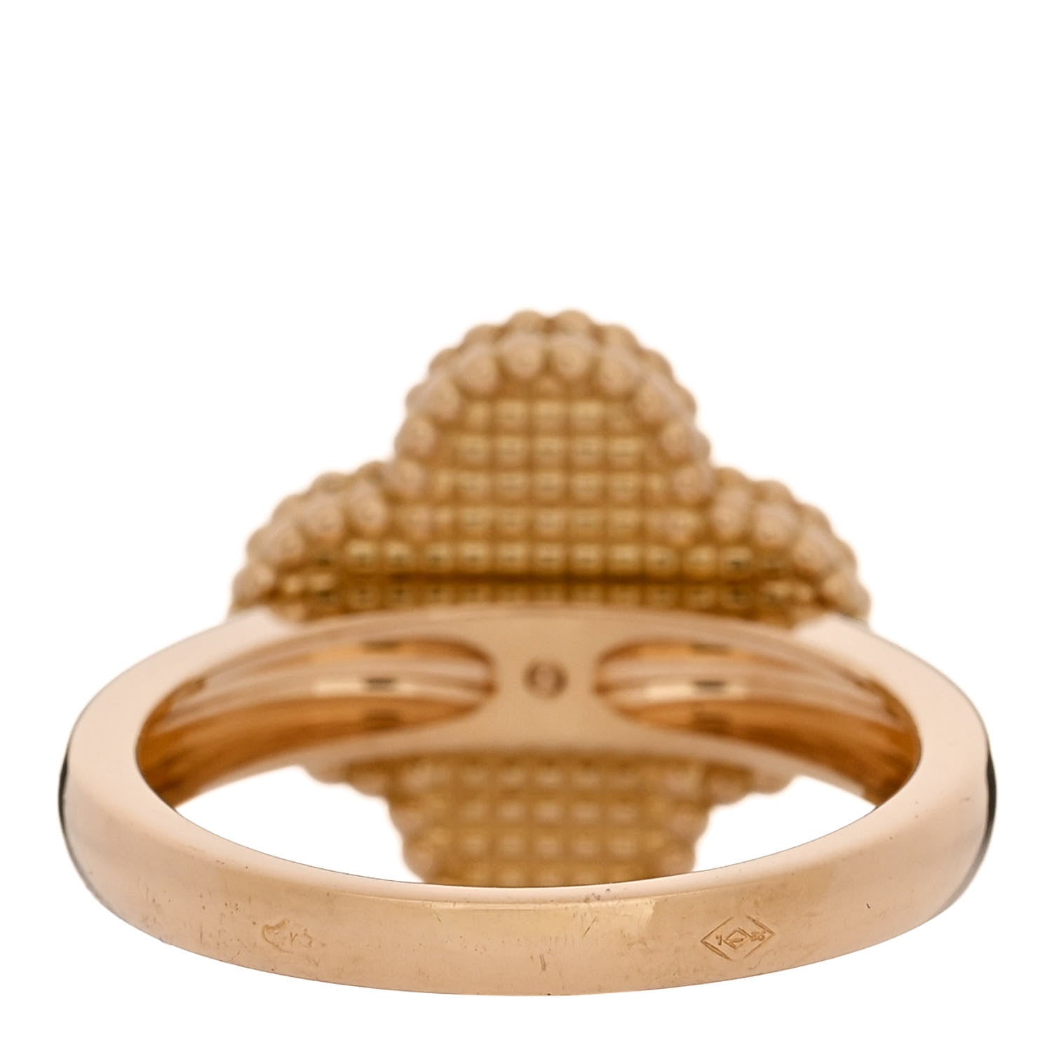 Van Cleef & Arpels 18K Yellow Gold Carnelian Diamond Vintage Alhambra Ring 54 7 4 of 6