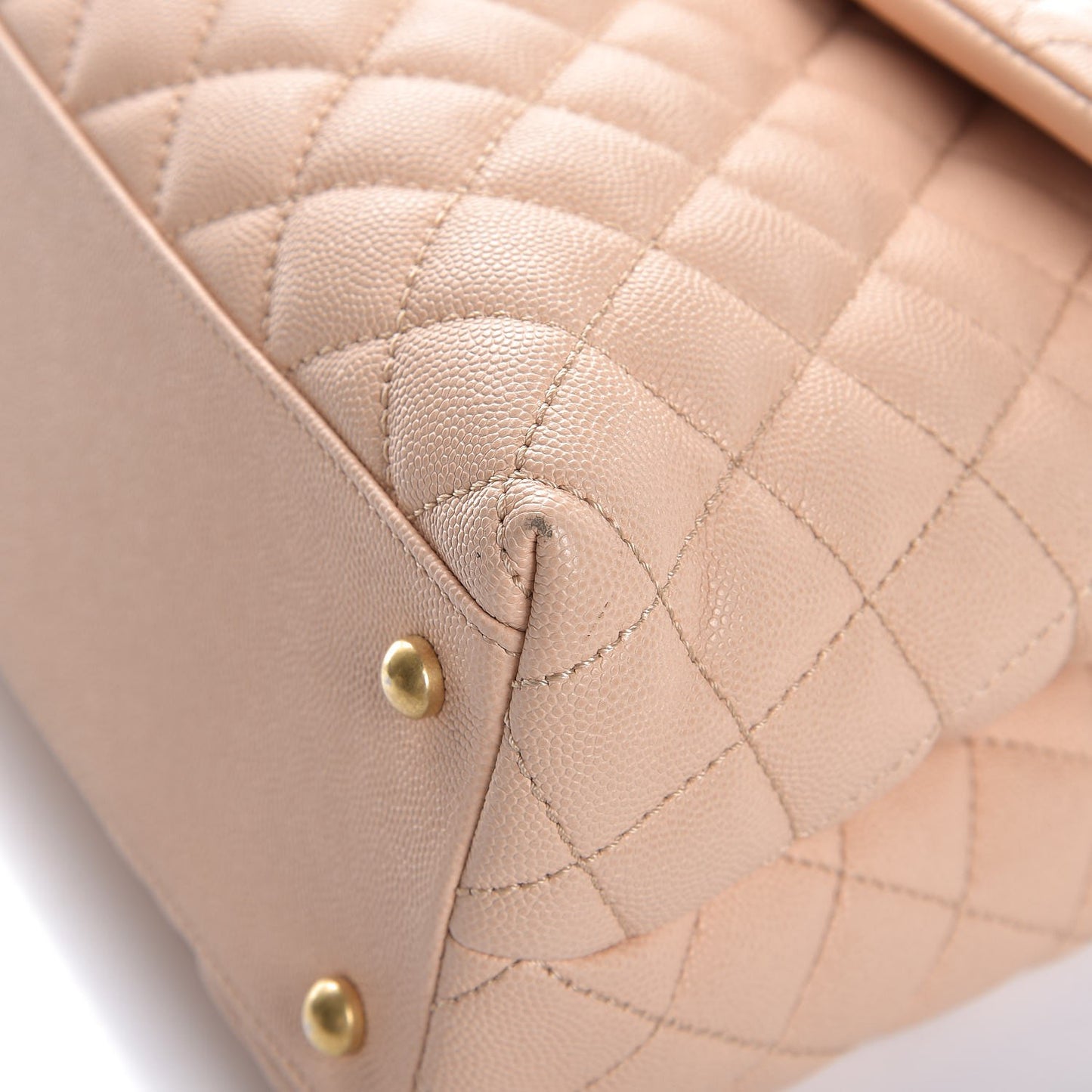 Caviar Quilted Medium Coco Handle Flap Light Beige