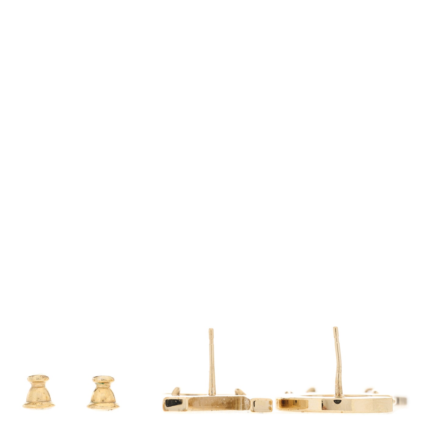 Metal Cha-Nel Logo Drop Earrings Gold