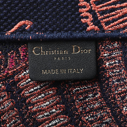 Christian Dior Canvas Embroidered Dior Animals Tiger Book Tote Deep Blue Fuchsia 6 of 9