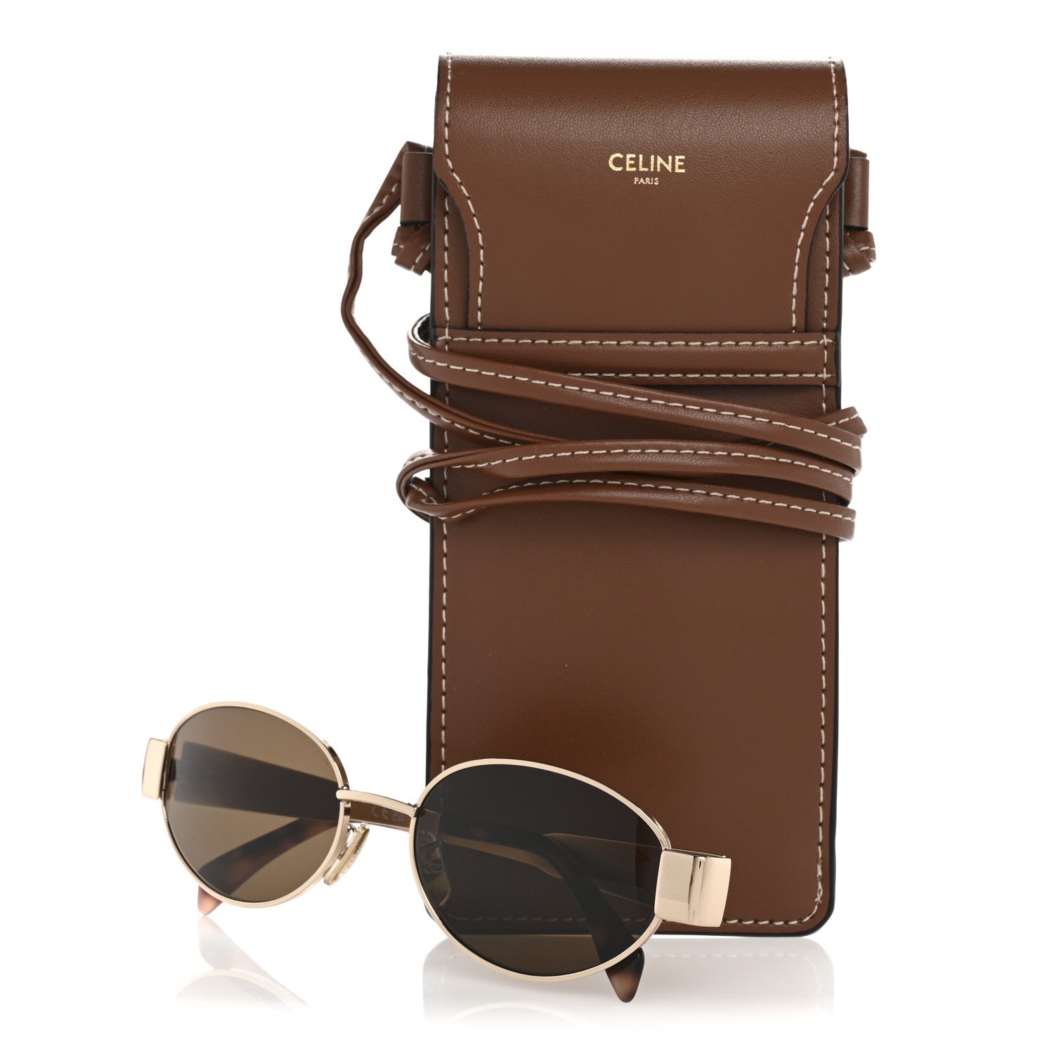 Celine Metal Triomphe 01 Sunglasses CL40235U Rose Gold Brown