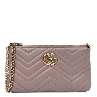 Gucci Calfskin Matelasse Mini GG Marmont Chain Bag Porcelain Rose 1 of 4
