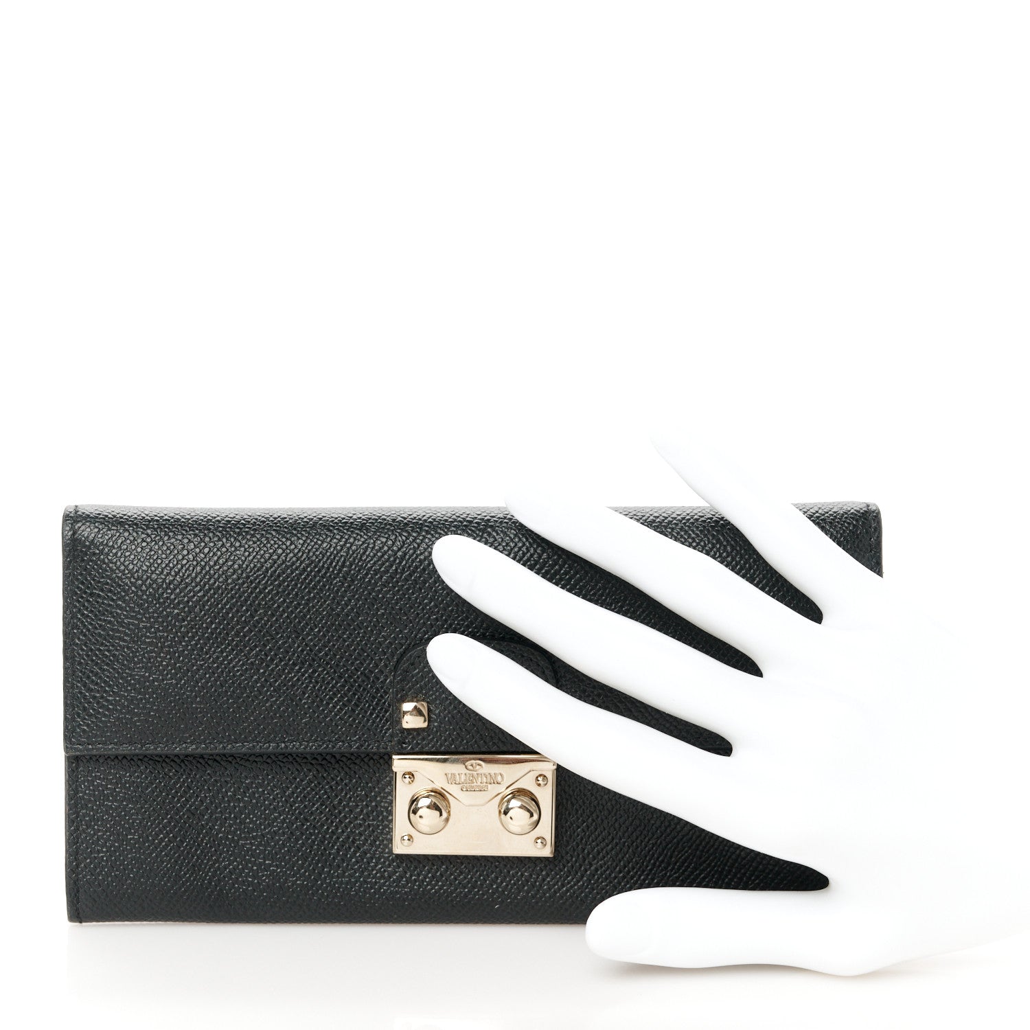 Valentino Garavani Calfskin Continental Flap Wallet Black 2 of 9