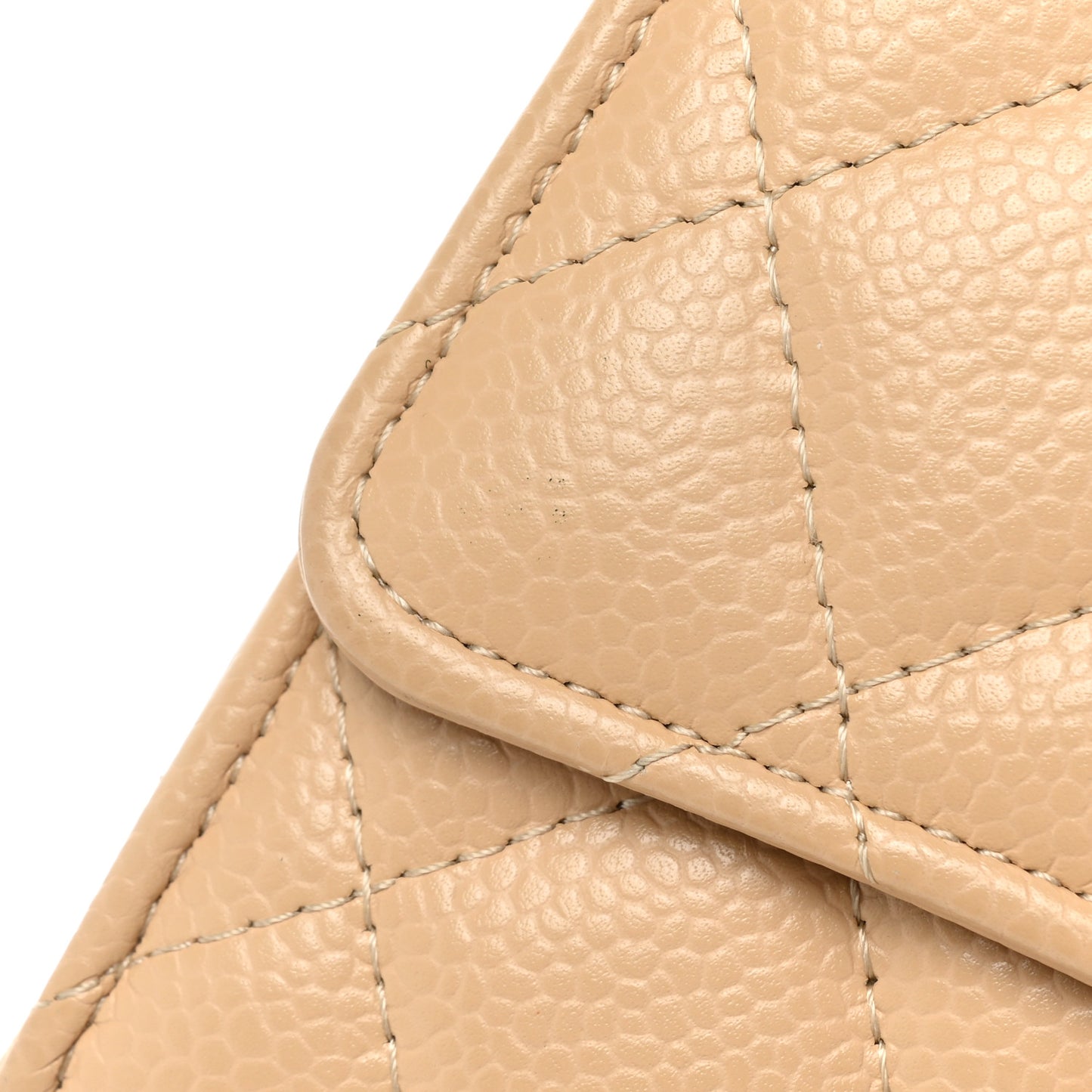 Caviar Quilted Large Gusset Flap Wallet Beige