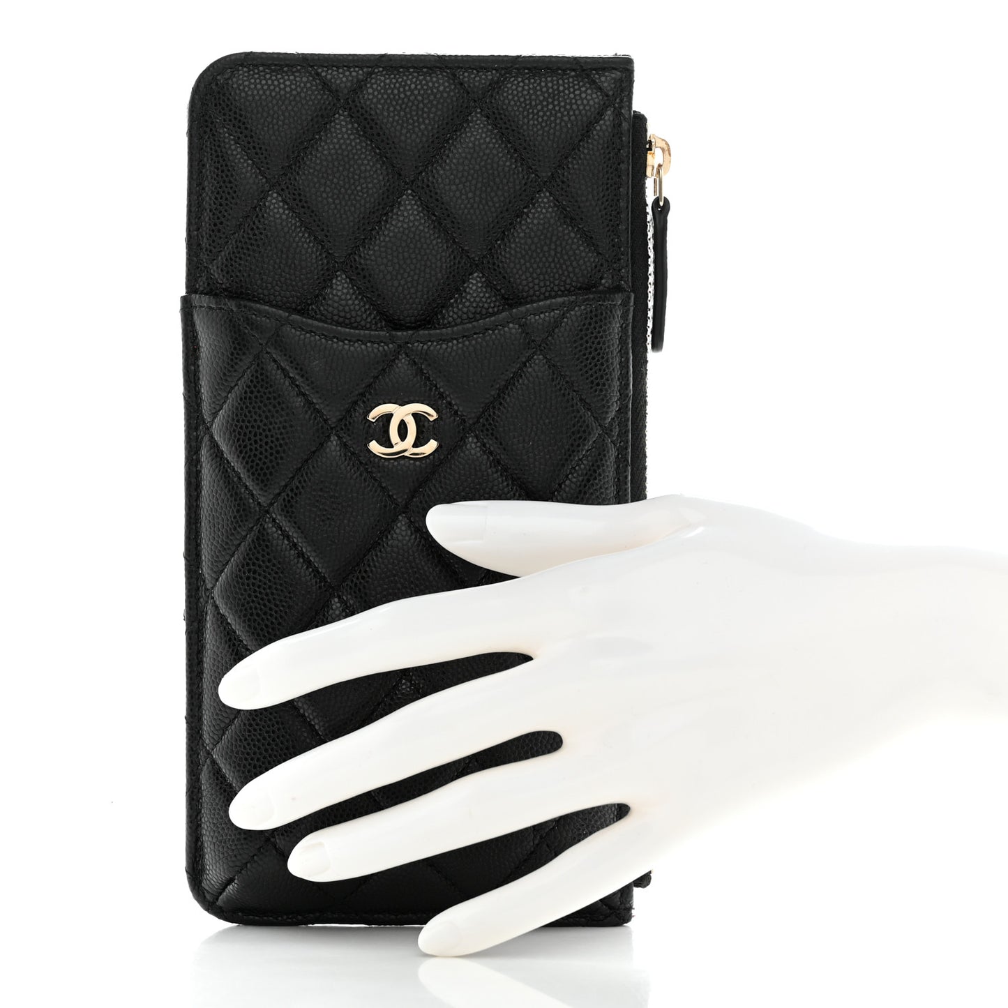 Caviar Quilted Classic iPhone Pouch Black