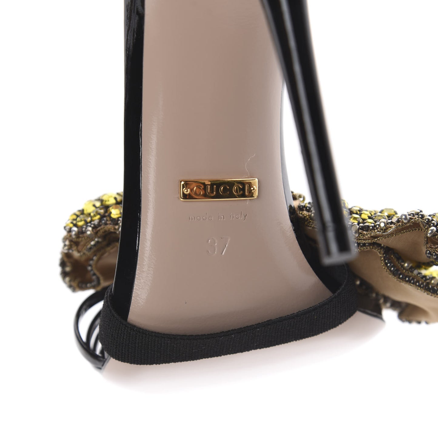 Patent Crystal Removable Bow Sandals 37 Black