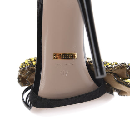 Gucci Patent Crystal Removable Bow Sandals 37 Black 7 of 8