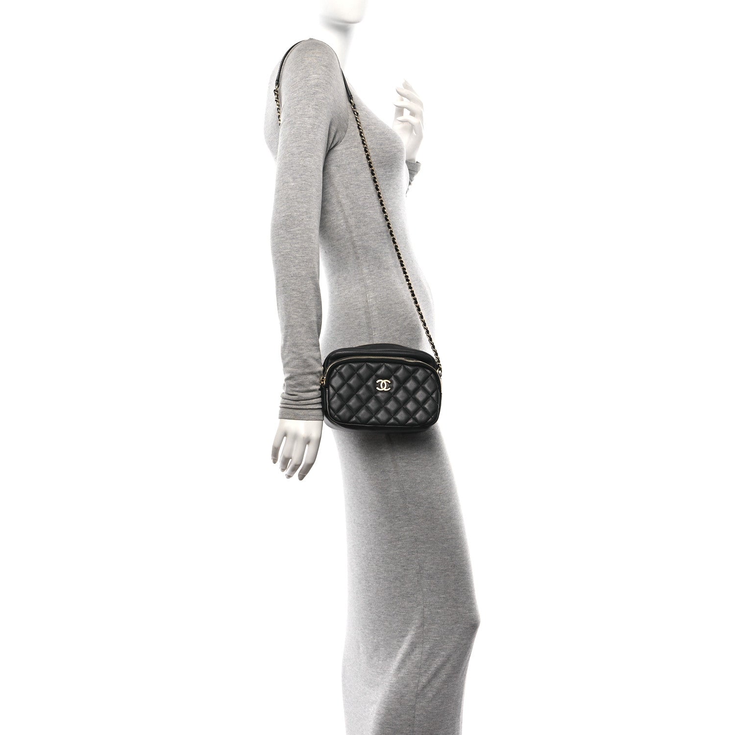 Chanel Calfskin Quilted Day Trips Camera Case Black 2 of 10