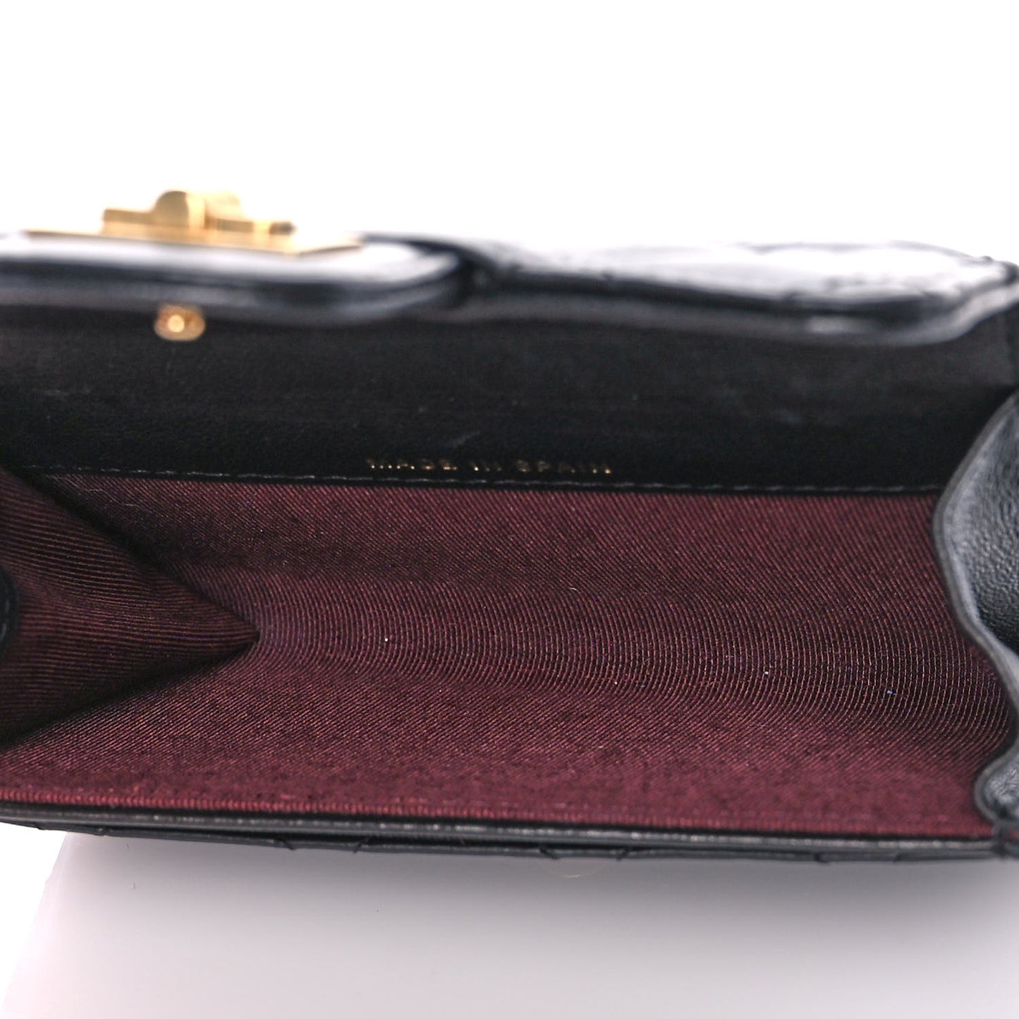 Aged Calfskin Quilted Reissue Flap Card Holder Black