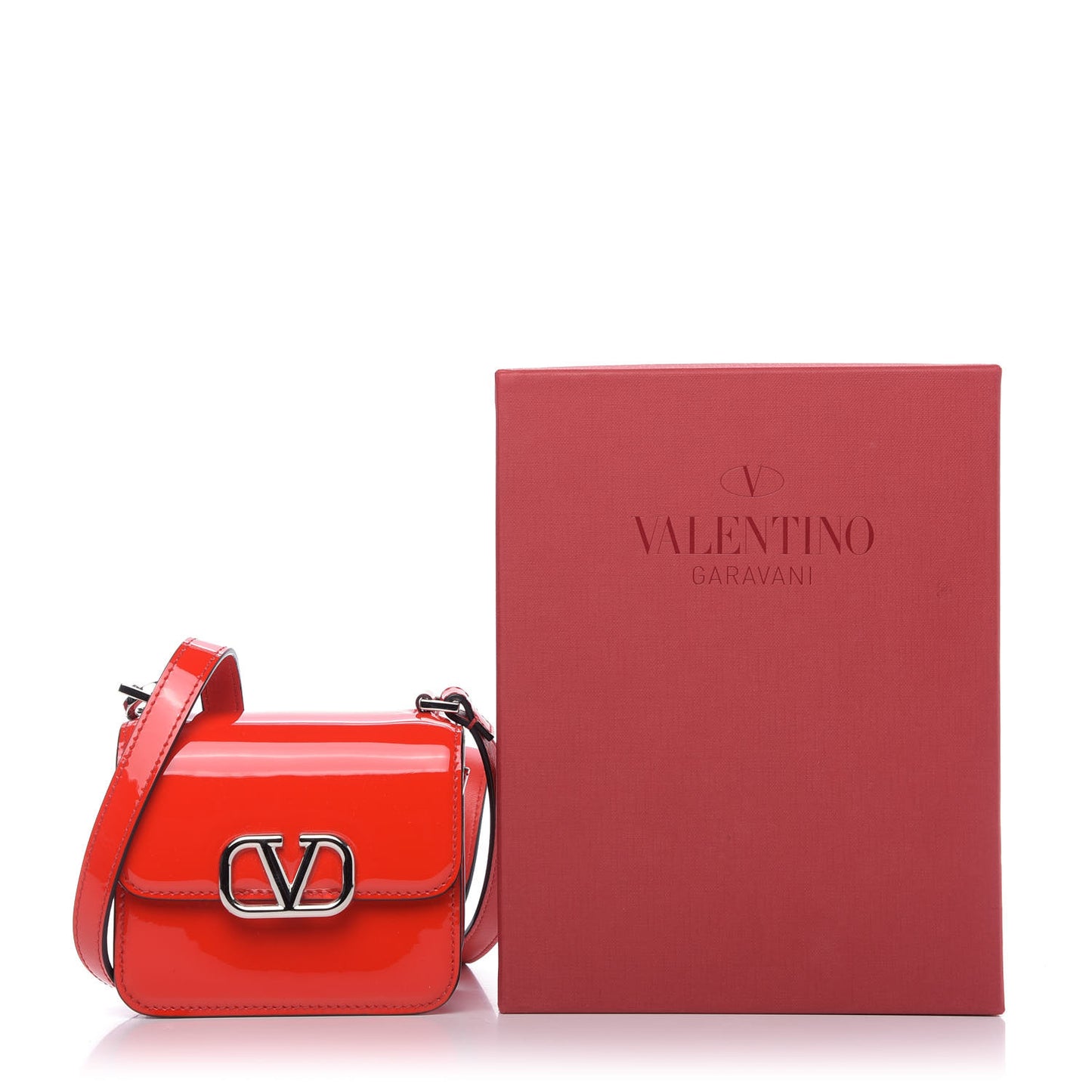 Patent Micro VSling Shoulder Bag Cerise Rouge Pur