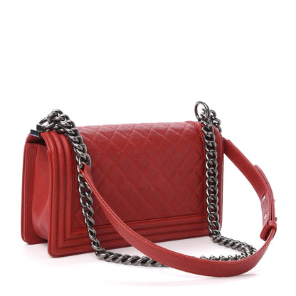 Chanel Caviar Quilted Medium Boy Flap Red 4 of 17