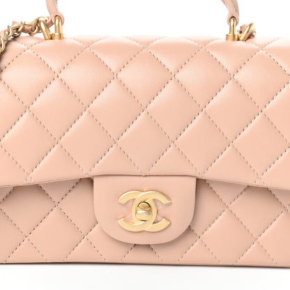 Chanel Lambskin Quilted Mini Top Handle Rectangular Flap Beige 9 of 11