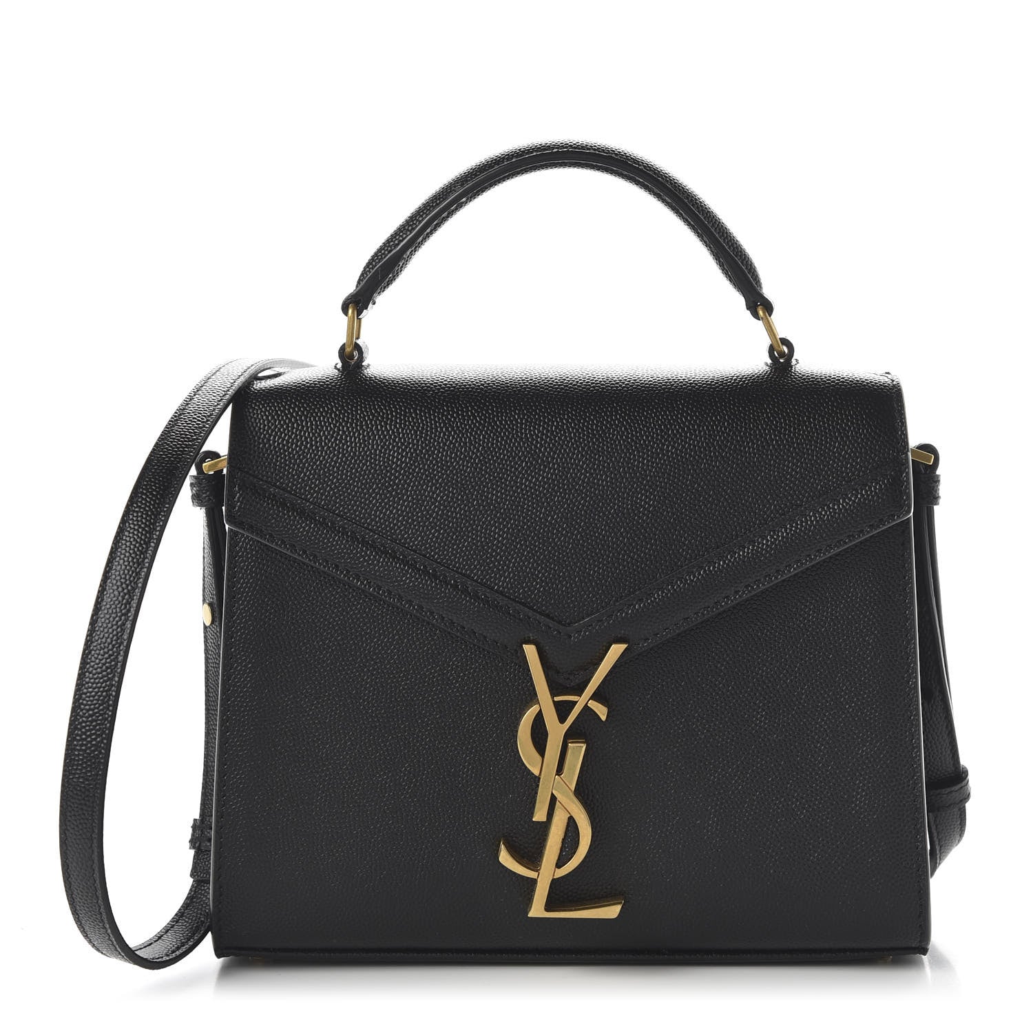 Saint Laurent Grain de Poudre Mini Classic Monogram Cassandra Top Handle Black Rouge Legion 1 of 9