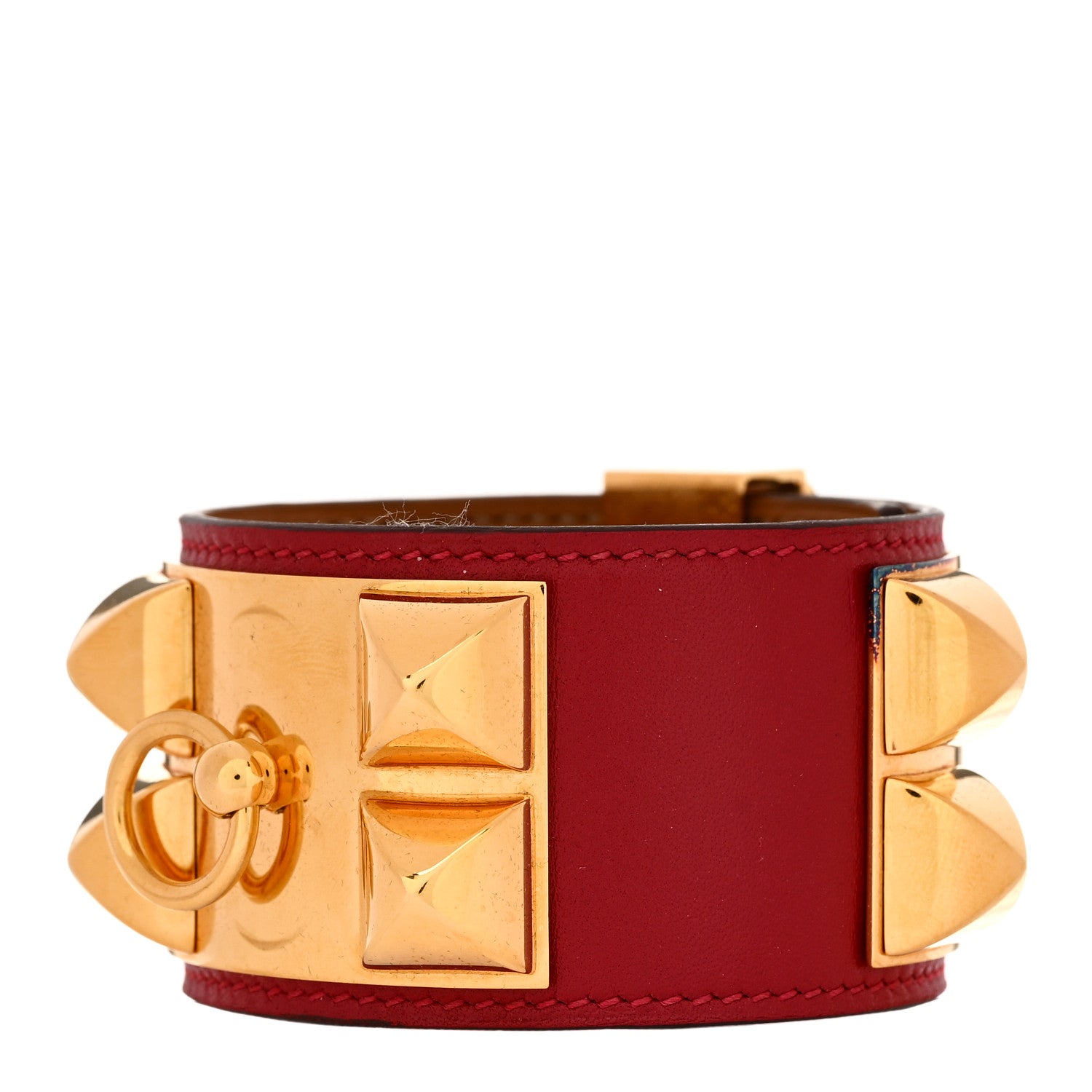Hermes Swift Collier de Chien CDC Bracelet T2 Rouge Casaque