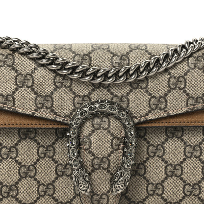 Gucci GG Supreme Monogram Suede Crystal Small Dionysus Shoulder Bag Beige Ebony Taupe 7 of 9