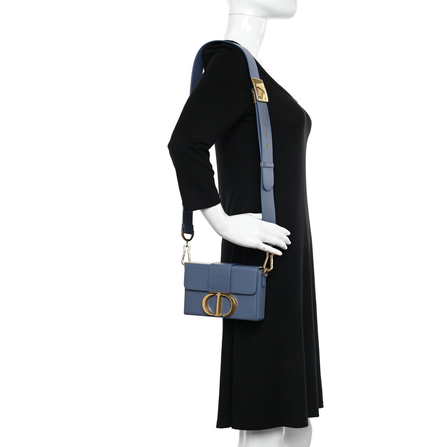 Christian Dior Box Calfskin 30 Montaigne Box Bag Blue 2 of 16