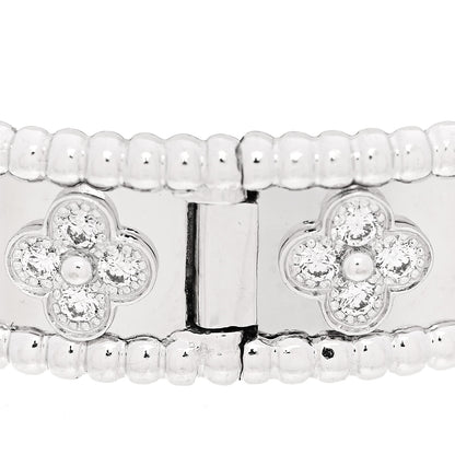 Van Cleef & Arpels 18K White Gold Diamond Perlee Clovers Bangle Bracelet XS 5 of 8