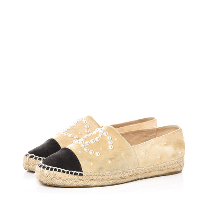 Chanel Suede Pearl CC Espadrilles 39 Beige 3 of 16