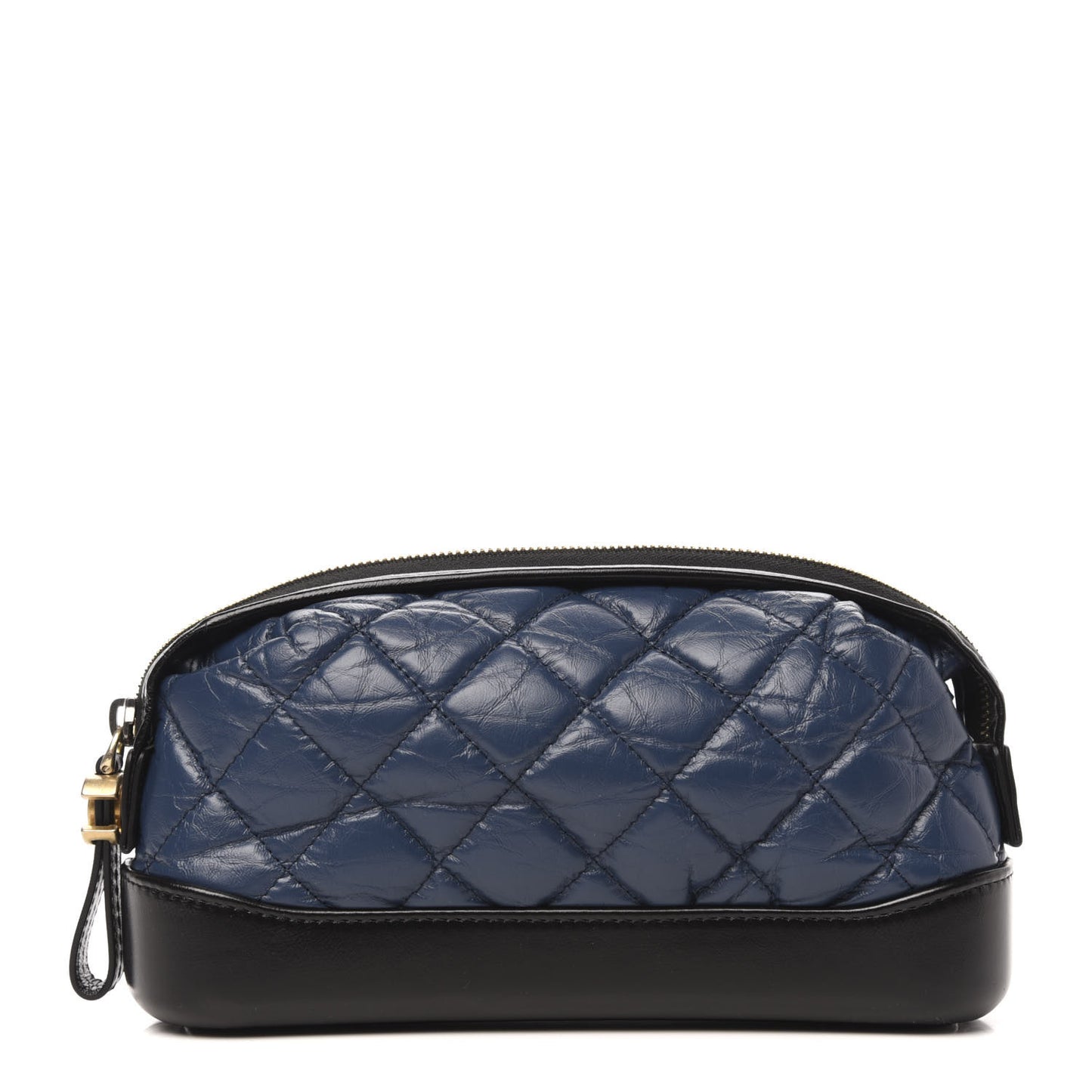 Aged Calfskin Quilted Gabrielle Classic Pouch Blue Black