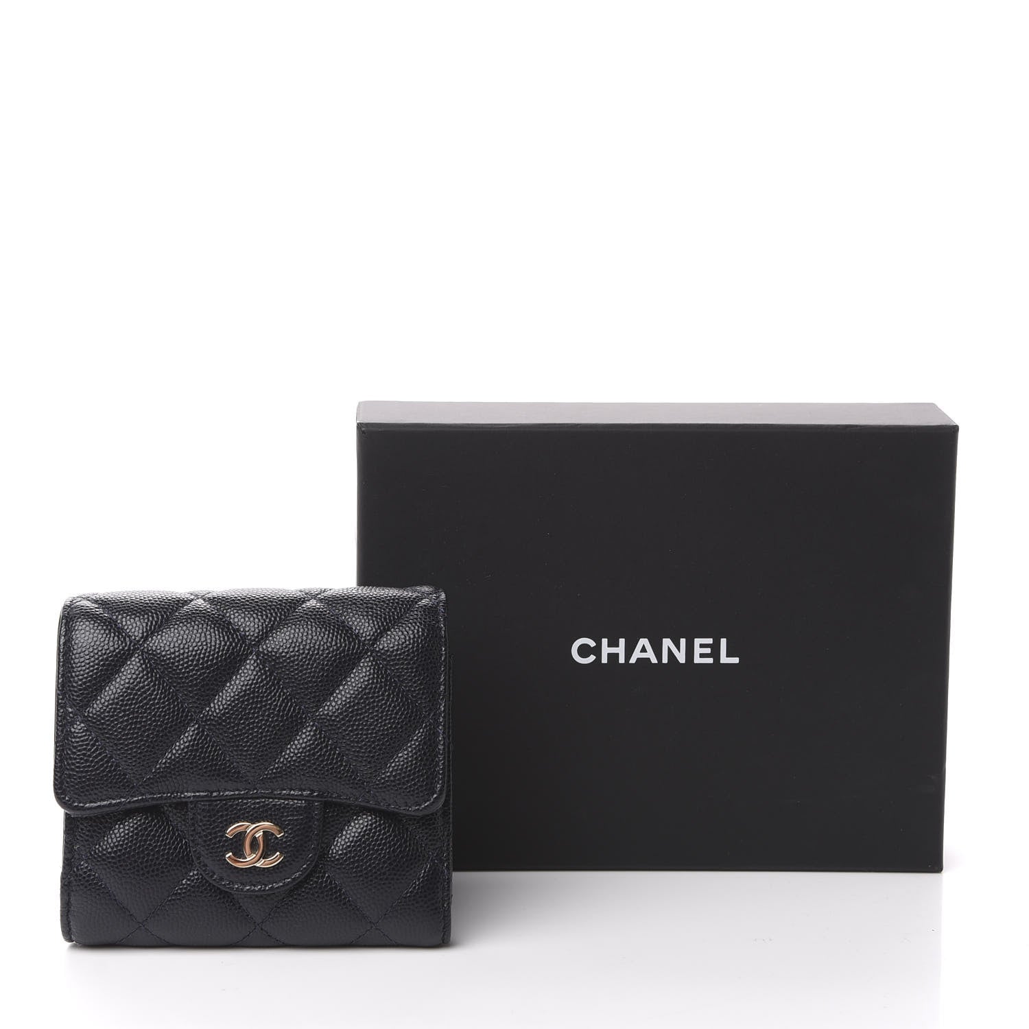 Chanel Caviar Quilted Compact Flap Wallet Navy 10 of 10